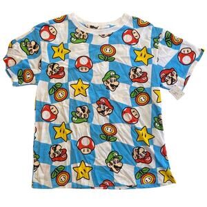 New with Tags! Nintendo Mario World Youth T shirt size Medium with all over prin